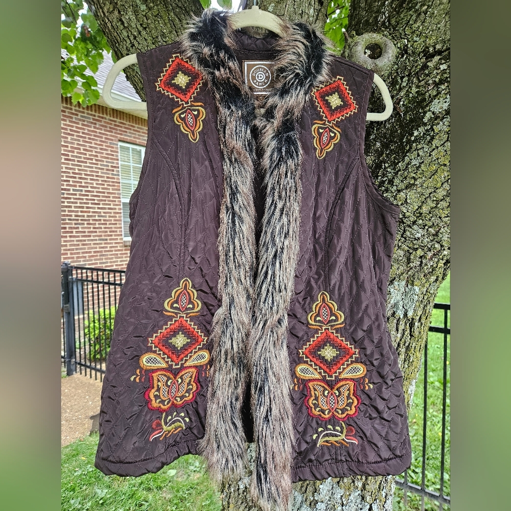 Double D Ranch Faux Fur Embroidered Vest